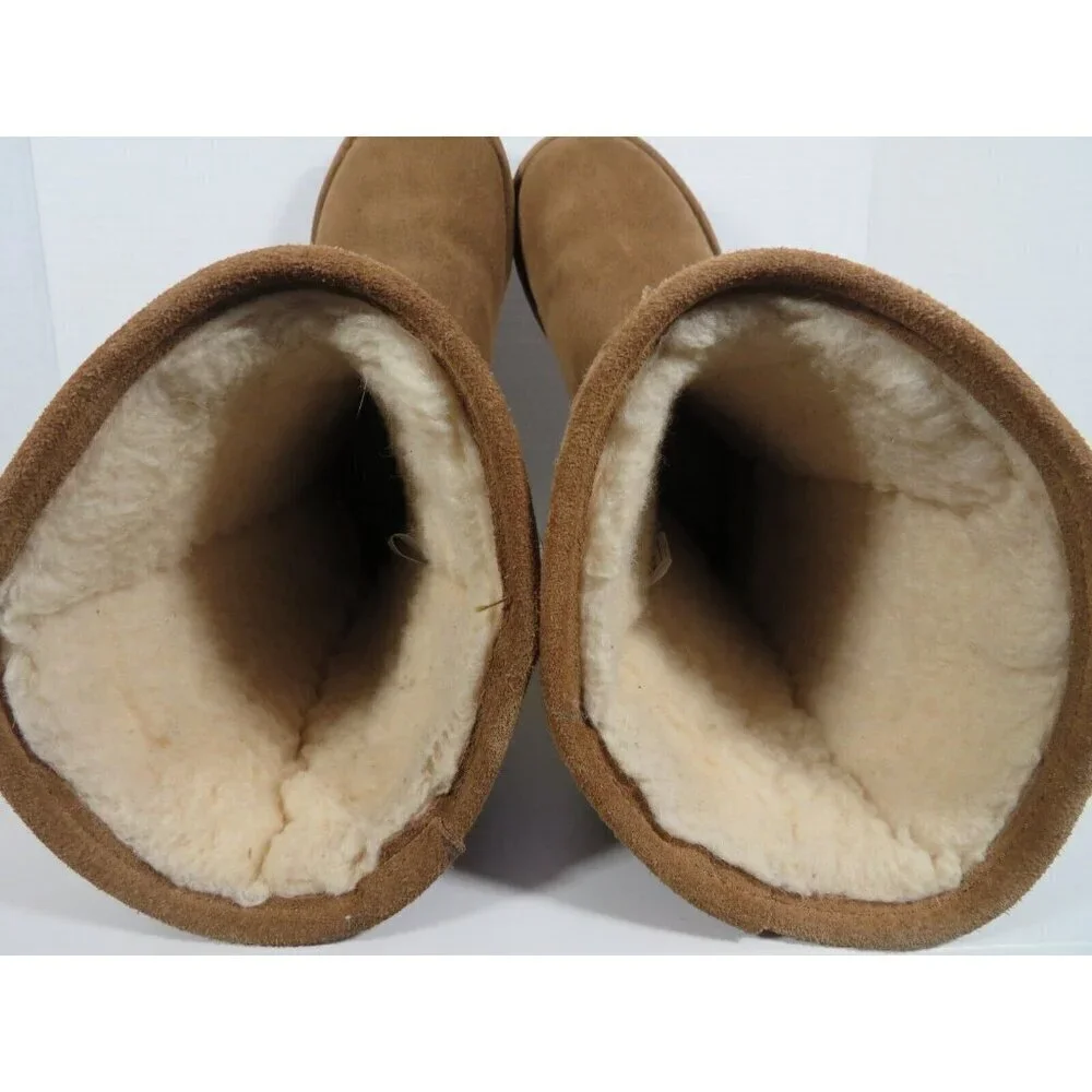Bearpaw Women's Boots Sz 5 Emma Tall Tan Suede Winter Boots Casual Comfy Flats